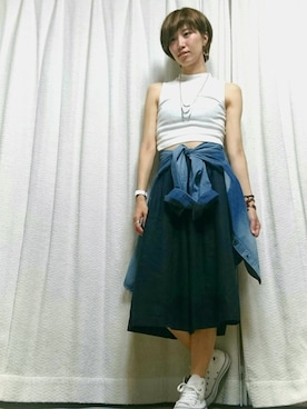 「白いスニーカー」｜「アイテム（腕時計）」を使った、S☆Mさん（レディース・171cm）の夏コーディネート