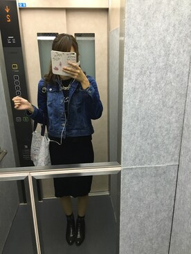 「プチプチコーデ」｜「アイテム（デニムジャケット）」を使った、なちさん（レディース・166cm）の秋コーディネート