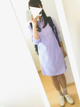 「haco!（ハコ）のアイテム（シャツワンピース）」を使った、いかさん（レディース・155cm）の春コーディネート
