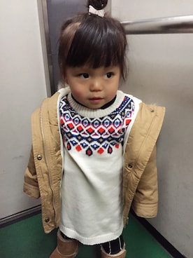 「アイテム（モッズコート）」を使った、hmmamaさん（キッズ・80cm）の冬コーディネート