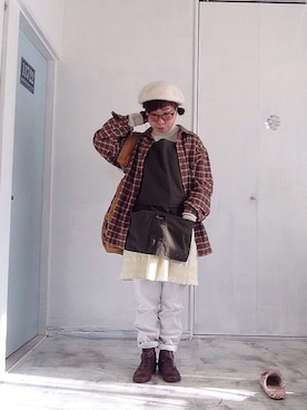 「LACOSTE（ラコステ）のアイテム（その他アウター）」を使った、すみーず。さん（レディース・146cm）の冬コーディネート