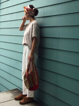 「Amina（アミナ）のアイテム（バッグ）」を使った、まいこさん（レディース・160cm）の夏コーディネート