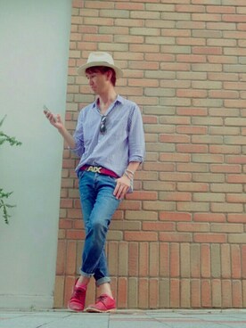 「ARGIS（アルジス）のアイテム」を使った、TetsuyaAshitaniさん（メンズ・175cm）の夏コーディネート