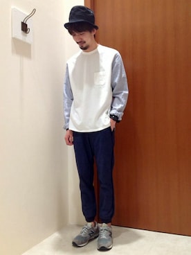 「ポケットＴシャツ」｜「アイテム（スウェット）」を使った、きたださん（メンズ・175cm）の春コーディネート