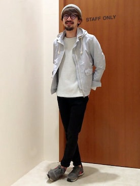 「ボートネック」｜「アイテム（ブルゾン）」を使った、きたださん（メンズ・175cm）の春コーディネート
