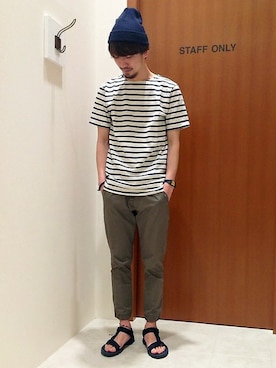 「ボーダーTシャツ」｜きたださん（メンズ・175cm）の夏コーディネート