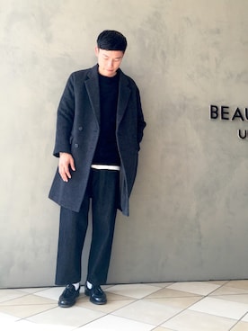 「タッセルローファー」｜「アイテム（チェスターコート）」を使った、Takuma Higashiさん（メンズ・175cm）の秋コーディネート