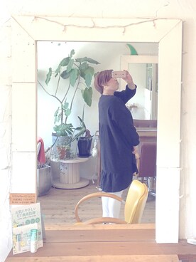 「BLUEPOPS（ブルーポップス）のアイテム」を使った、美容師まゆそんさん（レディース・165cm）の春コーディネート