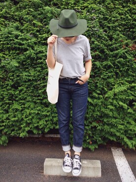 「mamafashion」｜「アイテム（帽子）」を使った、ATSUMI ITOさん（レディース・157cm）の夏コーディネート