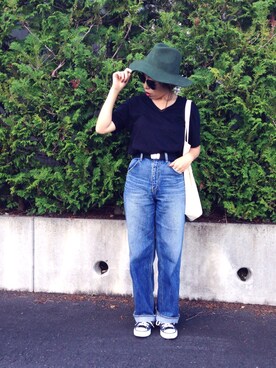 「mamafashion」｜「アイテム（帽子）」を使った、ATSUMI ITOさん（レディース・157cm）の秋コーディネート