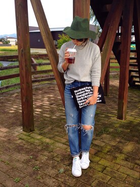 「mamafashion」｜「アイテム（帽子）」を使った、ATSUMI ITOさん（レディース・157cm）の秋コーディネート