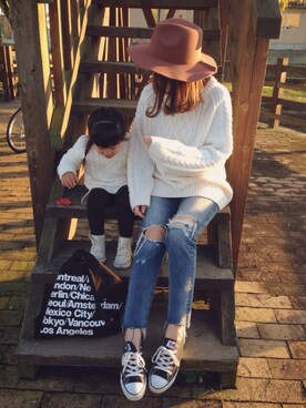「mamafashion」｜「アイテム（スニーカー）」を使った、ATSUMI ITOさん（レディース・157cm）の秋コーディネート