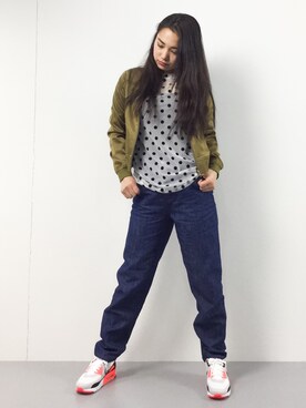 「Chico（チコ）のアイテム（MA-1）」を使った、東舞華さん（レディース・163cm）の冬コーディネート