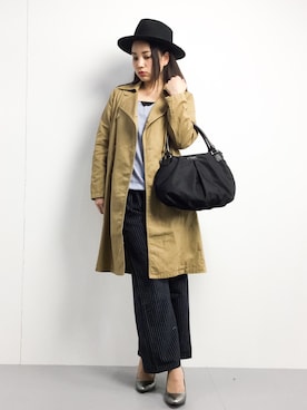 「SEVENDAYS=SUNDAY（セブンデイズサンデイ）のアイテム（ピーコート）」を使った、東舞華さん（レディース・163cm）の冬コーディネート