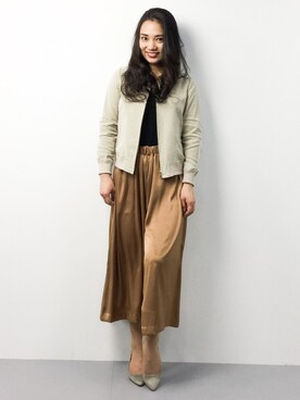 「laboratory work（ラボラトリーワーク）のアイテム（ブルゾン）」を使った、東舞華さん（レディース・163cm）の春コーディネート