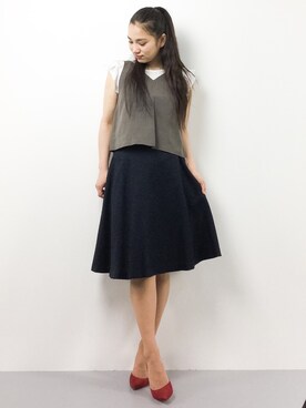 「LE JUN（ルジュン）のアイテム（スカート）」を使った、東舞華さん（レディース・163cm）の春コーディネート