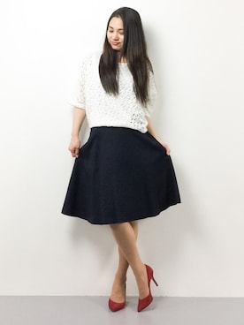 「LE JUN（ルジュン）のアイテム（スカート）」を使った、東舞華さん（レディース・163cm）の春コーディネート