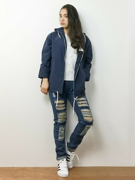 「DETAILS（ディテールズ）のアイテム（ジャケット/アウター）」を使った、東舞華さん（レディース・163cm）の春コーディネート