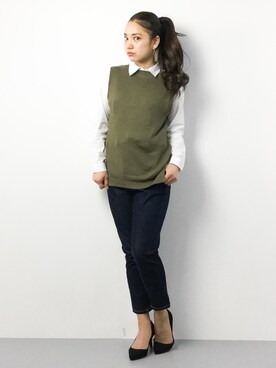「common.（コモン）のアイテム」を使った、東舞華さん（レディース・163cm）の春コーディネート