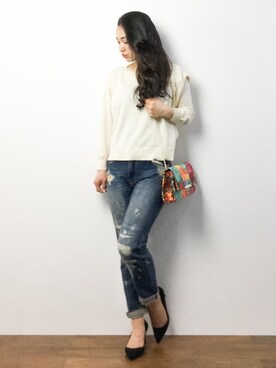 「min@RNA（ミンアットアールエヌエー）のアイテム」を使った、東舞華さん（レディース・163cm）の春コーディネート