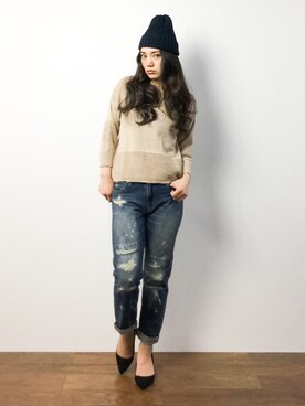 「min@RNA（ミンアットアールエヌエー）のアイテム」を使った、東舞華さん（レディース・163cm）の春コーディネート