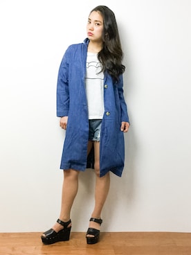 「Lugnoncure（ルノンキュール）のアイテム（チェスターコート）」を使った、東舞華さん（レディース・163cm）の春コーディネート