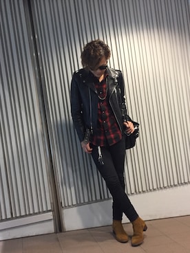「Saint Laurent（サンローラン）のアイテム（ジャケット/アウター）」を使った、たくやさん（メンズ・173cm）の秋コーディネート