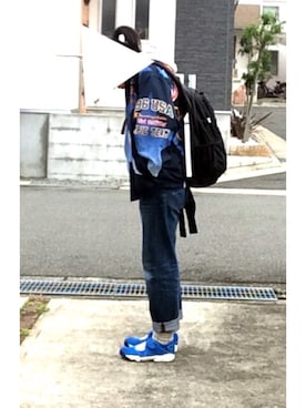 「Champion（チャンピオン）のアイテム（ナイロンジャケット）」を使った、のむ 記録用さん（レディース・162cm）の冬コーディネート