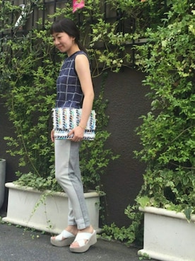 「アイテム（アクセサリー）」を使った、YUKA SAKAGAMIさん（レディース・158cm）の夏コーディネート