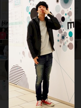 「スエット」｜「アイテム（その他アウター）」を使った、こういちさん（メンズ・176cm）の秋コーディネート