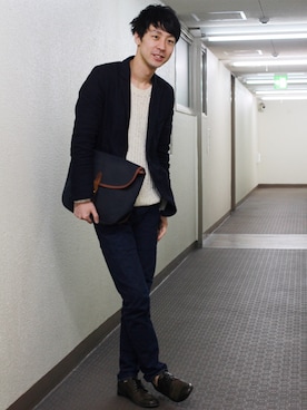 「Johnbull Private labo（ジョンブルプライベートラボ）のアイテム（ニット/セーター）」を使った、こういちさん（メンズ・176cm）の春コーディネート