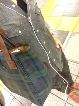 「POLO RALPH LAUREN（ポロ ラルフ ローレン）のアイテム（トートバッグ、グリーン系）」を使った、takuma.Hさん（メンズ・172cm）の秋コーディネート