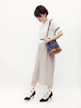 「STRAWBERRY-FIELDS（ストロベリーフィールズ）のアイテム（パンツ）」を使った、ななこさん（レディース・156cm）の春コーディネート