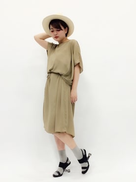 「SQUOVAL（スクオーバル）のアイテム（帽子）」を使った、ななこさん（レディース・156cm）の春コーディネート