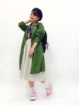 「Factor=（ファクターイコール）のアイテム（スカート）」を使った、ななこさん（レディース・156cm）の春コーディネート
