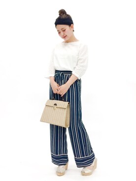 「コットンレース」｜ななこさん（レディース・156cm）の春コーディネート