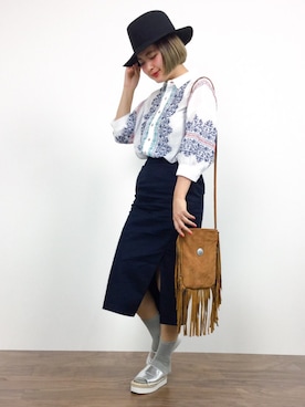 「Another Edition（アナザーエディション）のアイテム（シャツワンピース）」を使った、ななこさん（レディース・156cm）の夏コーディネート