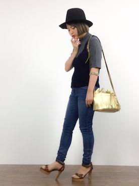 「EDITION（エディション）のアイテム（帽子）」を使った、ななこさん（レディース・156cm）の夏コーディネート