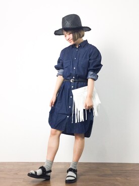 「Another Edition（アナザーエディション）のアイテム（シューズ）」を使った、ななこさん（レディース・156cm）の夏コーディネート