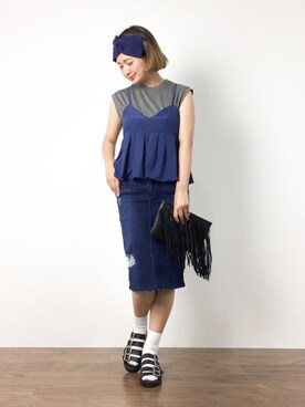 「Reene（リーネ）のアイテム」を使った、ななこさん（レディース・156cm）の夏コーディネート