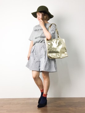 「Jeffrey Campbell（ジェフリーキャンベル）のアイテム（サンダル）」を使った、ななこさん（レディース・156cm）の夏コーディネート