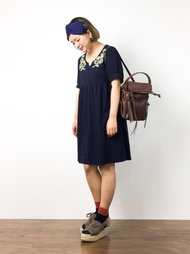 「Another Edition（アナザーエディション）のアイテム（シューズ）」を使った、ななこさん（レディース・156cm）の夏コーディネート
