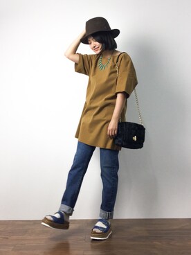 「Another Edition（アナザーエディション）のアイテム（シューズ）」を使った、ななこさん（レディース・156cm）の夏コーディネート