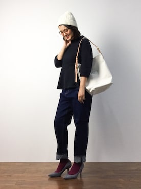 「SHIPS Days（シップスデイズ）のアイテム（ニットキャップ/ビーニー）」を使った、ななこさん（レディース・156cm）の秋コーディネート