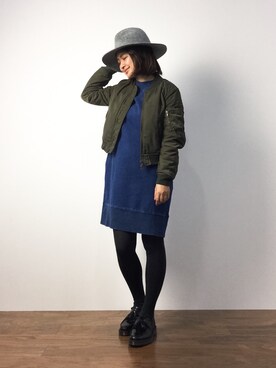 「Another Edition（アナザーエディション）のアイテム（MA-1）」を使った、ななこさん（レディース・156cm）の秋コーディネート
