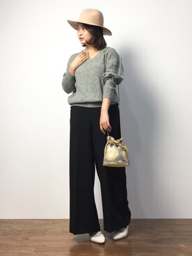 「NANO universe（ナノユニバース）のアイテム（キャップ）」を使った、ななこさん（レディース・156cm）の秋コーディネート