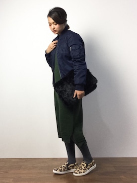 「URBAN RESEARCH Sonny Label（アーバンリサーチサニーレーベル）のアイテム（MA-1）」を使った、ななこさん（レディース・156cm）の秋コーディネート