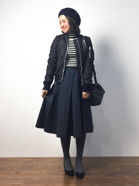 「URBAN RESEARCH Sonny Label（アーバンリサーチサニーレーベル）のアイテム（MA-1）」を使った、ななこさん（レディース・156cm）の秋コーディネート