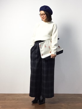「Another Edition（アナザーエディション）のアイテム（ハンチング/ベレー帽）」を使った、ななこさん（レディース・156cm）の秋コーディネート