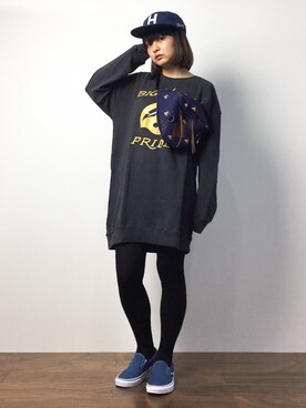 「アイテム（ボディバッグ/ウエストポーチ、ブルー系）」を使った、ななこさん（レディース・156cm）の秋コーディネート